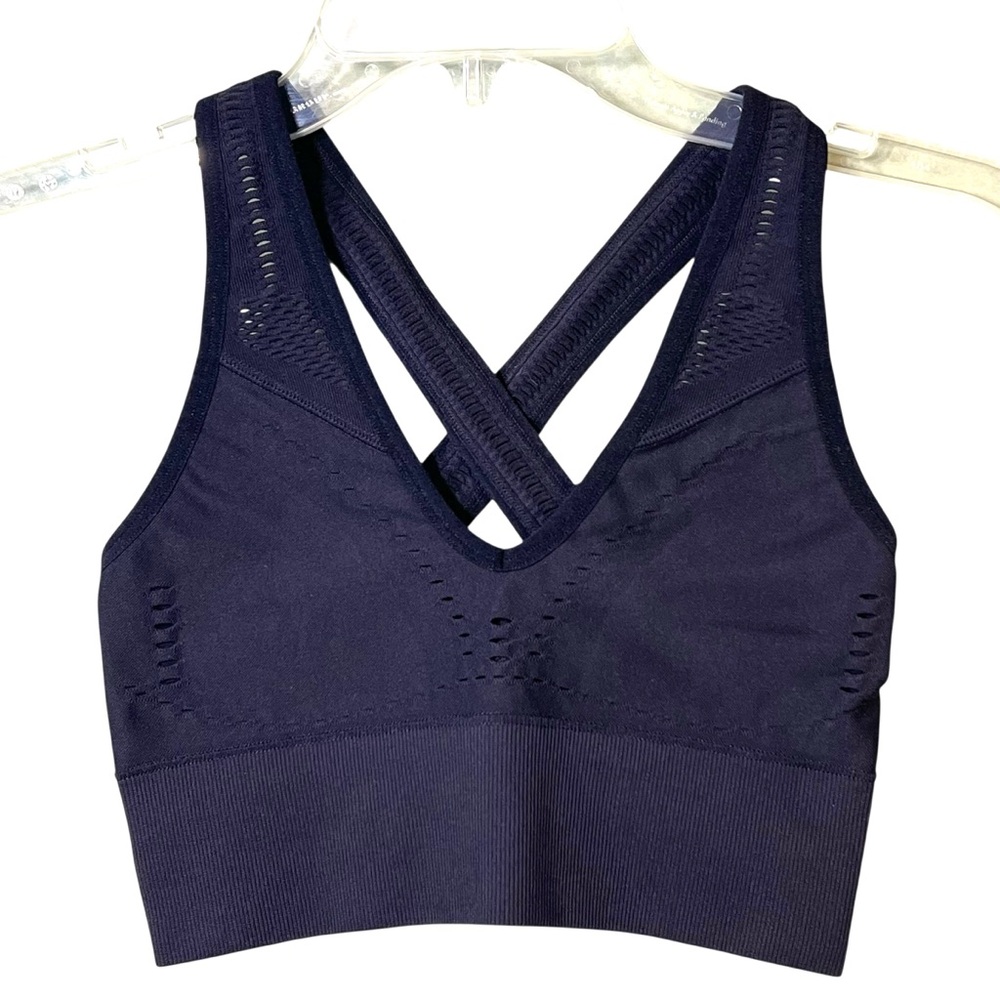 ALO Yoga Black Seamless Cross-Back Sports Bra